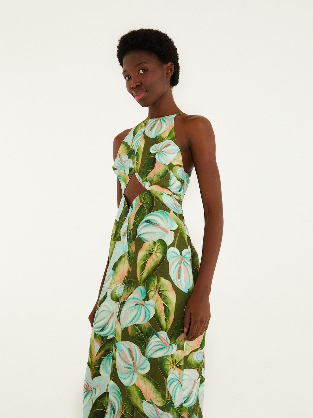 farm rio green leaves cut out dress | Dresses | Farm Rio Anthurium Cutout Midi launchdate:2/24/2023